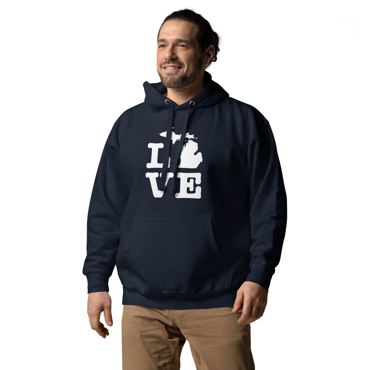 Michigan 'Love' Unisex Premium Hoodie (Typewriter Font w/MI Outline)