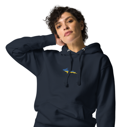 Michigan Upper Peninsula Hoodie (w/ Embroidered Ukraine Flag Outline) | Unisex Premium