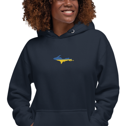 Michigan Upper Peninsula Hoodie (w/ Embroidered Ukraine Flag Outline) | Unisex Premium