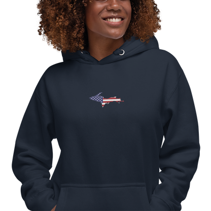 Michigan Upper Peninsula Hoodie (w/ Embroidered UP USA Flag Outline) | Unisex Premium