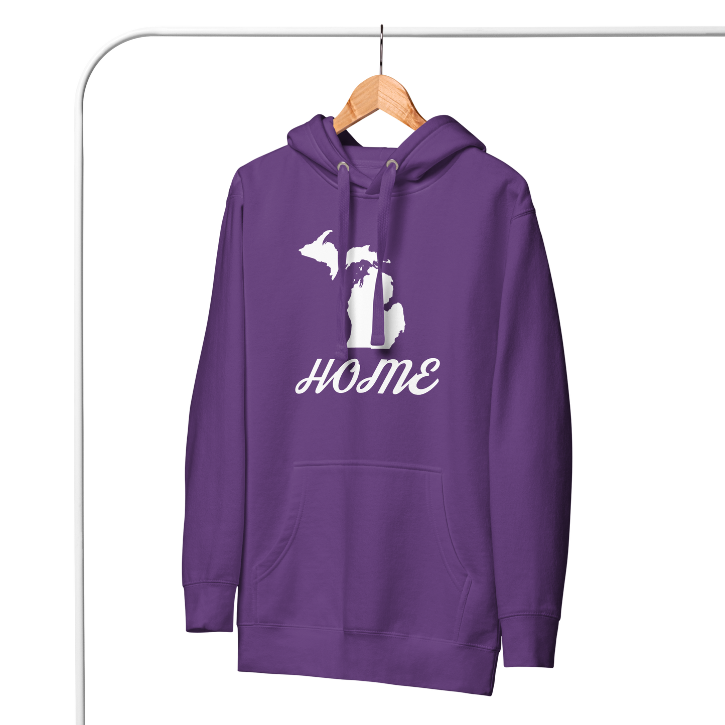 Michigan 'Home' Unisex Premium Hoodie (Script Font w/ MI Outline)