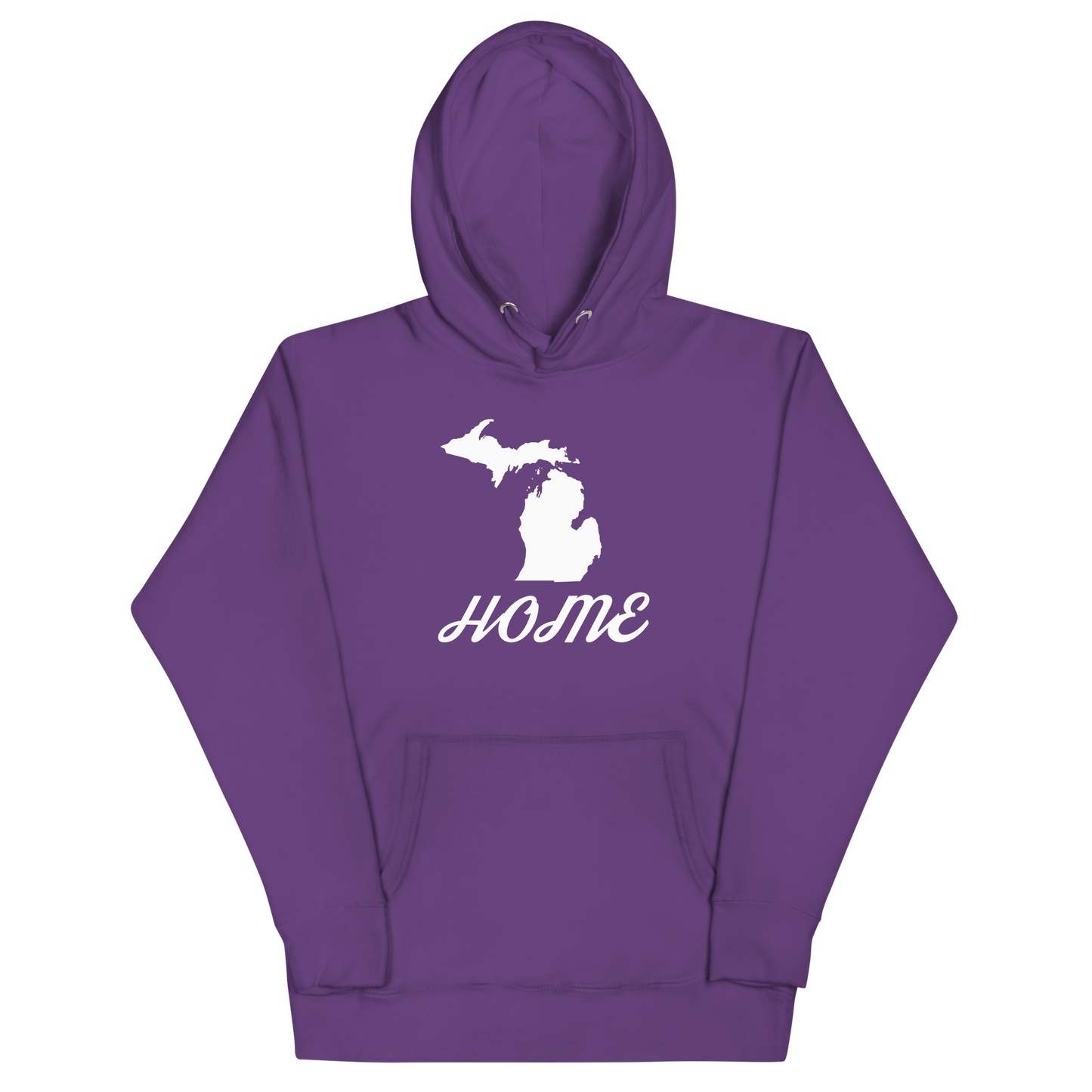 Michigan 'Home' Unisex Premium Hoodie (Script Font w/ MI Outline)