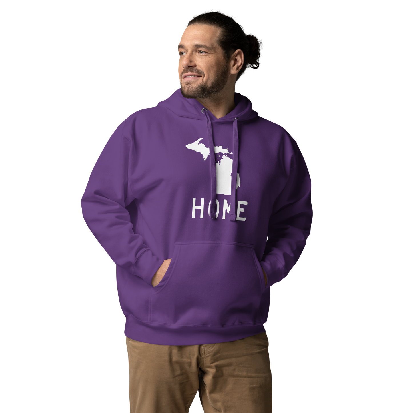 Michigan 'Home' Unisex Premium Hoodie (Licence Plate Font w/ MI Outline)