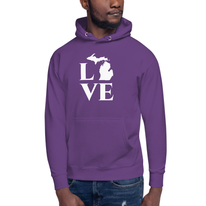 Michigan 'Love' Unisex Premium Hoodie (Classical Roman Font w/MI Outline)