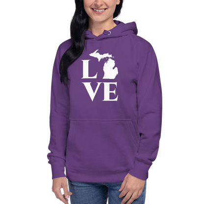 Michigan 'Love' Unisex Premium Hoodie (Classical Roman Font w/MI Outline)