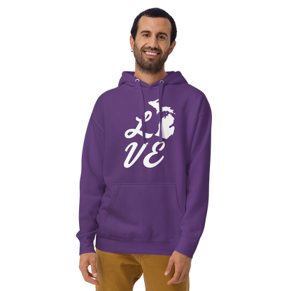 Michigan 'Love' Unisex Premium Hoodie (Script Font w/MI Outline)