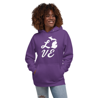 Michigan 'Love' Unisex Premium Hoodie (Script Font w/MI Outline)