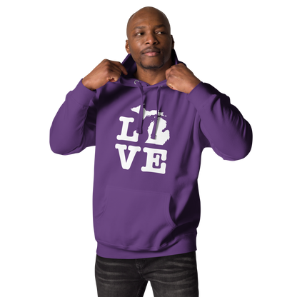 Michigan 'Love' Unisex Premium Hoodie (Typewriter Font w/MI Outline)