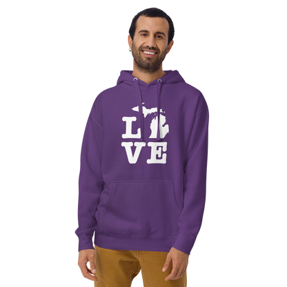 Michigan 'Love' Unisex Premium Hoodie (Typewriter Font w/MI Outline)