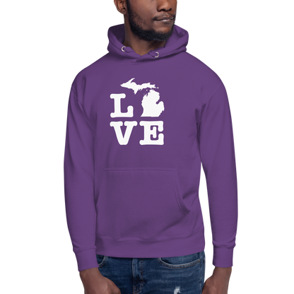 Michigan 'Love' Unisex Premium Hoodie (Typewriter Font w/MI Outline)