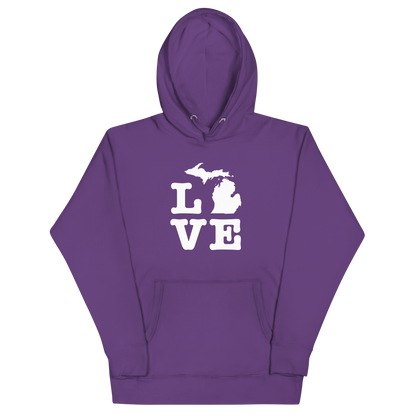 Michigan 'Love' Unisex Premium Hoodie (Typewriter Font w/MI Outline)