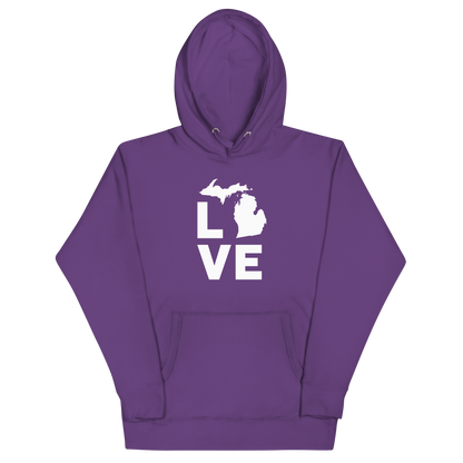 Michigan 'Love' Unisex Premium Hoodie (Geometric Sans Font w/MI Outline)