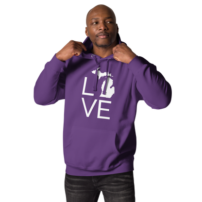 Michigan 'Love' Unisex Premium Hoodie (Thin Sans Font w/MI Outline)