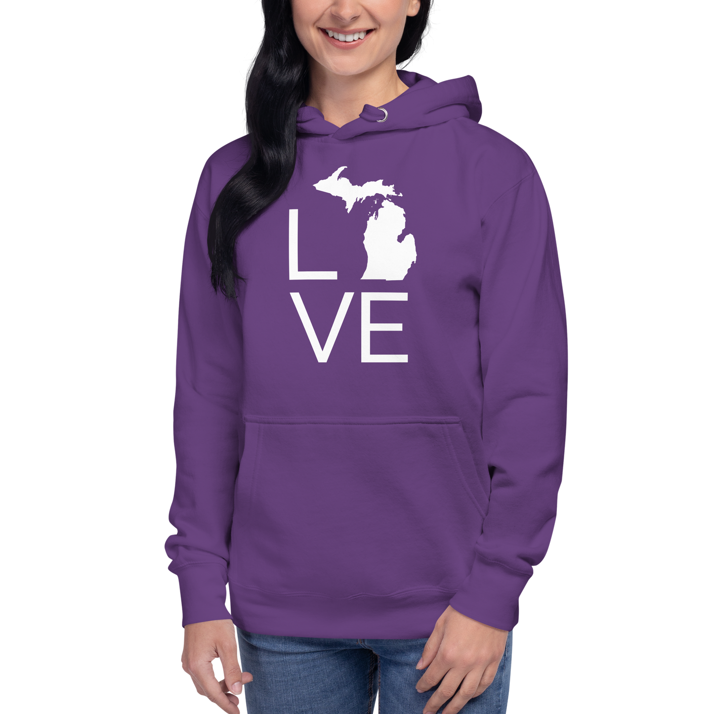 Michigan 'Love' Unisex Premium Hoodie (Thin Sans Font w/MI Outline)