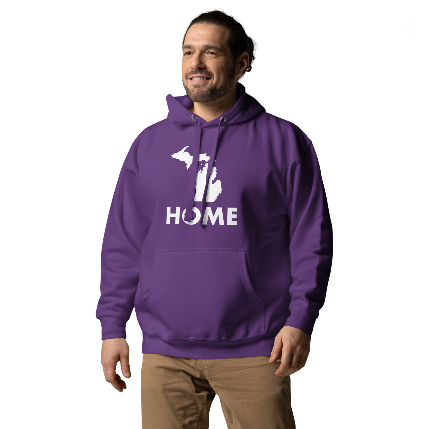 Michigan 'Home' Unisex Premium Hoodie (Geometric Sans Font w/ MI Outline)