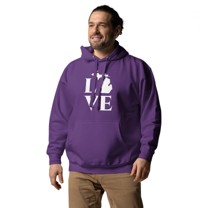 Michigan 'Love' Unisex Premium Hoodie (Classical Roman Font w/MI Outline)