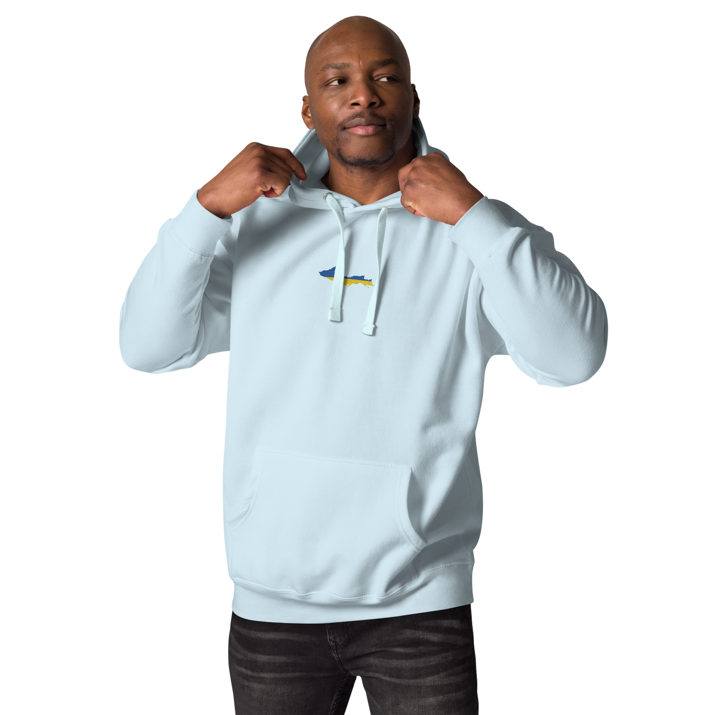 Michigan Upper Peninsula Hoodie (w/ Embroidered Ukraine Flag Outline) | Unisex Premium