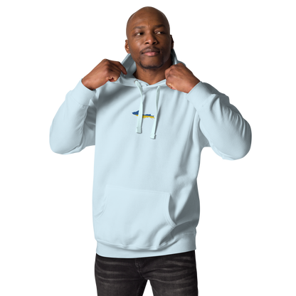 Michigan Upper Peninsula Hoodie (w/ Embroidered Ukraine Flag Outline) | Unisex Premium