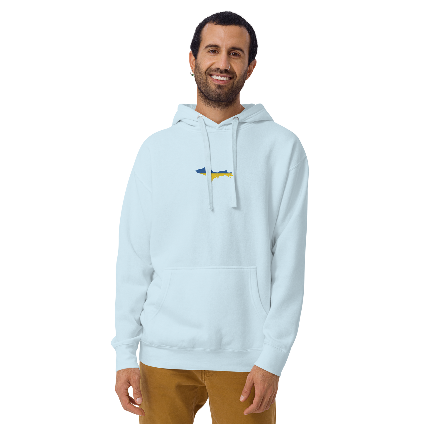 Michigan Upper Peninsula Hoodie (w/ Embroidered Ukraine Flag Outline) | Unisex Premium