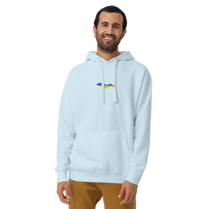 Michigan Upper Peninsula Hoodie (w/ Embroidered Ukraine Flag Outline) | Unisex Premium