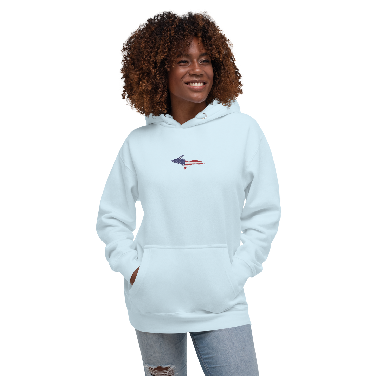 Michigan Upper Peninsula Hoodie (w/ Embroidered UP USA Flag Outline) | Unisex Premium