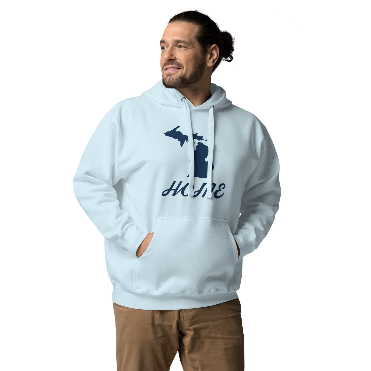 Michigan 'Home' Unisex Premium Hoodie (Script Font w/ MI Outline)