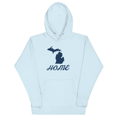 Michigan 'Home' Unisex Premium Hoodie (Script Font w/ MI Outline)