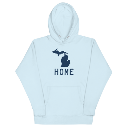 Michigan 'Home' Unisex Premium Hoodie (Licence Plate Font w/ MI Outline)