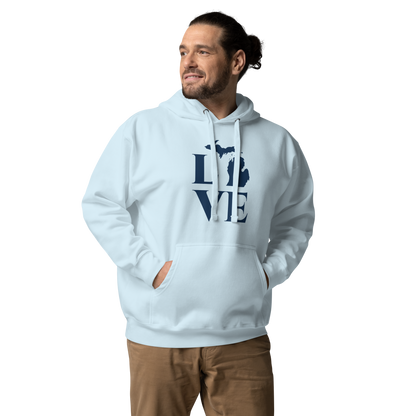 Michigan 'Love' Unisex Premium Hoodie (Classical Roman Font w/MI Outline)