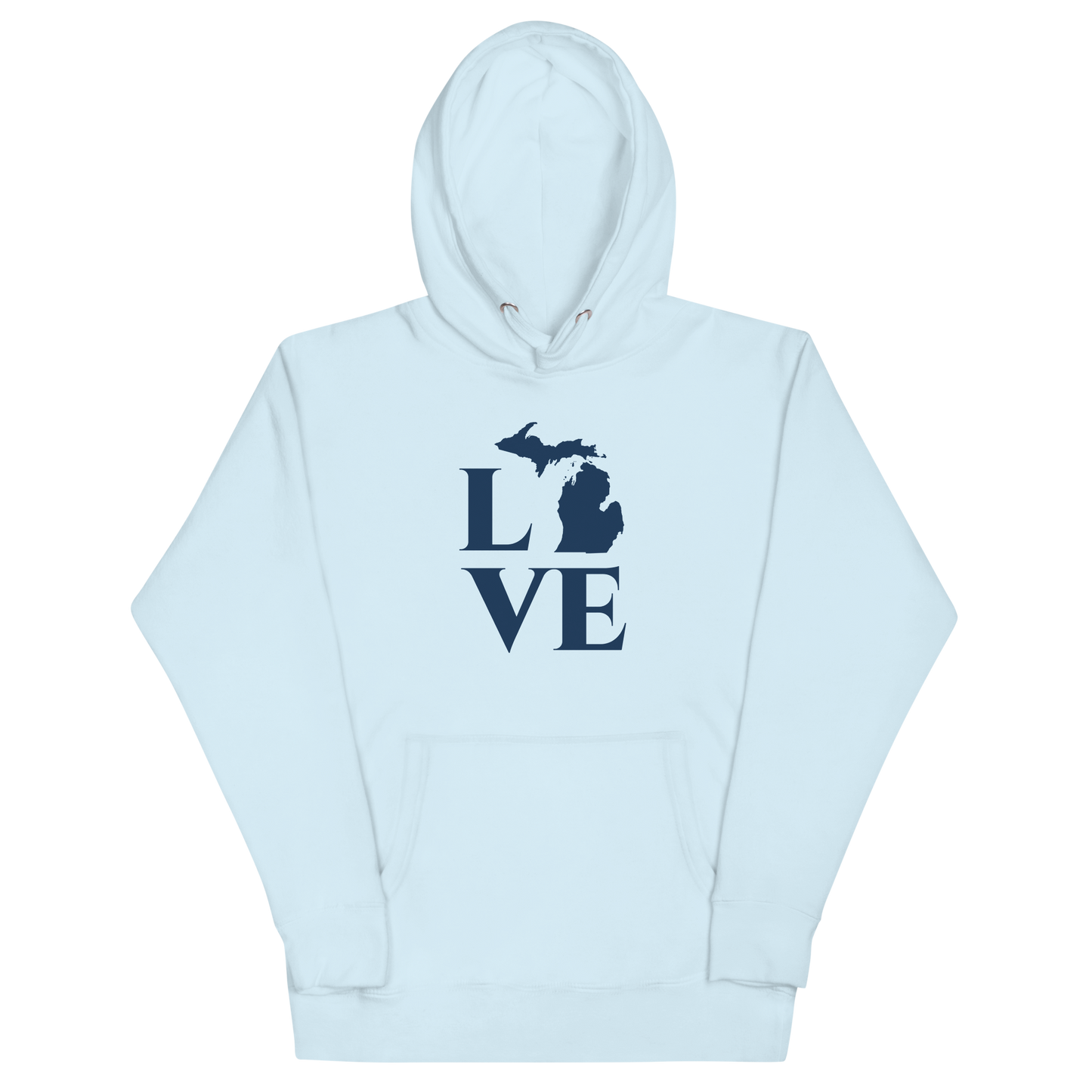 Michigan 'Love' Unisex Premium Hoodie (Classical Roman Font w/MI Outline)