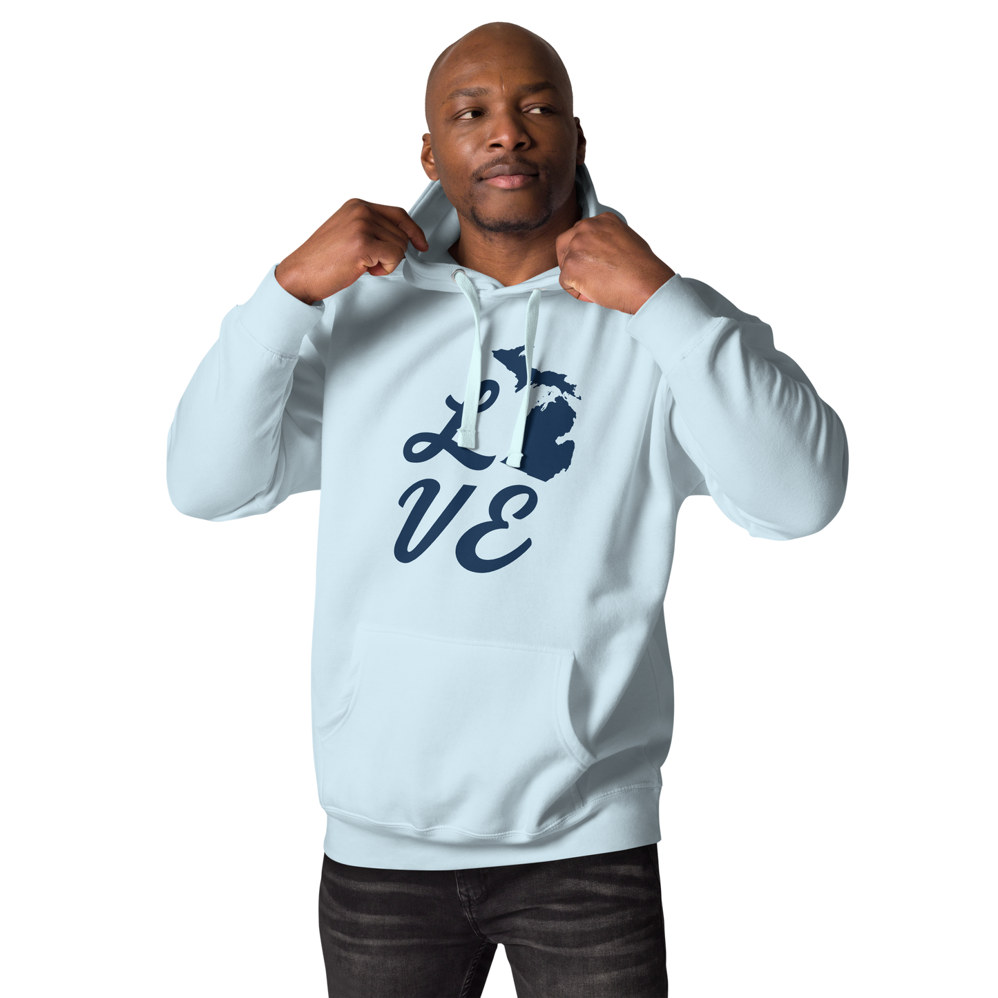 Michigan 'Love' Unisex Premium Hoodie (Script Font w/MI Outline)