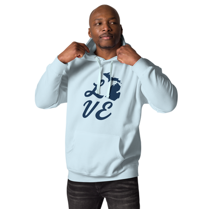 Michigan 'Love' Unisex Premium Hoodie (Script Font w/MI Outline)