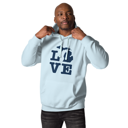 Michigan 'Love' Unisex Premium Hoodie (Typewriter Font w/MI Outline)