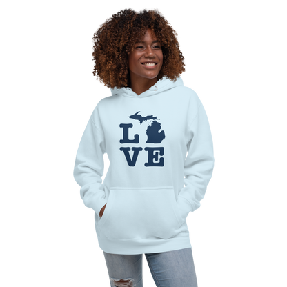 Michigan 'Love' Unisex Premium Hoodie (Typewriter Font w/MI Outline)