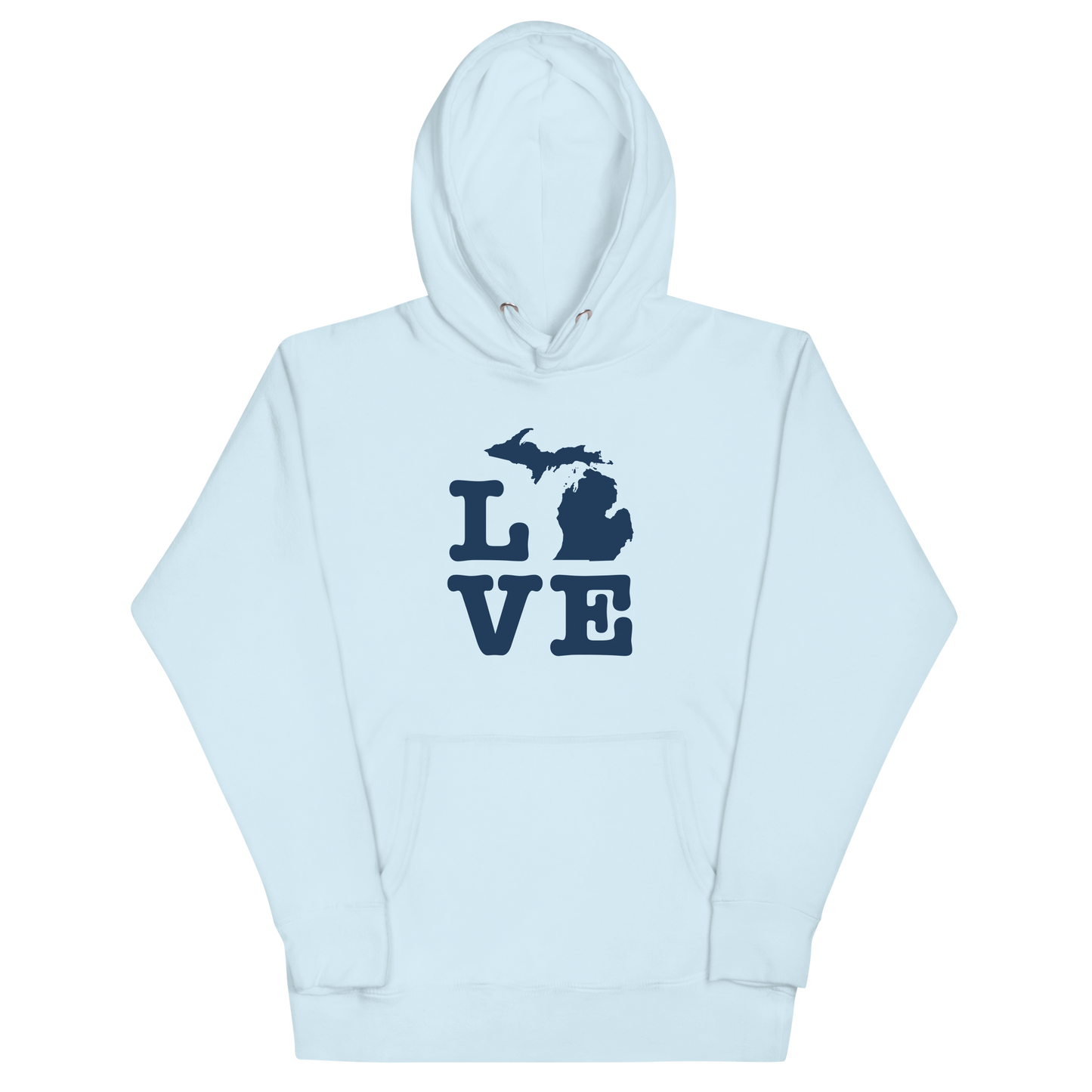 Michigan 'Love' Unisex Premium Hoodie (Typewriter Font w/MI Outline)