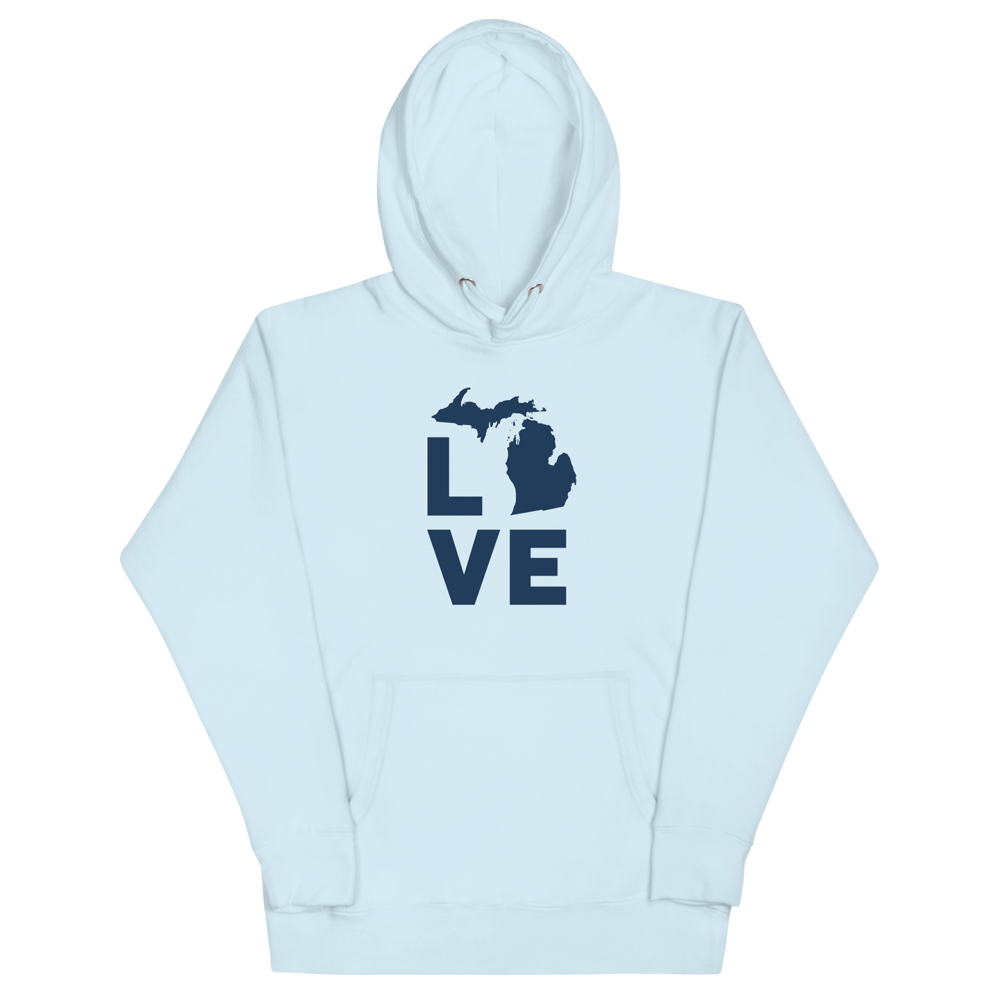 Michigan 'Love' Unisex Premium Hoodie (Geometric Sans Font w/MI Outline)