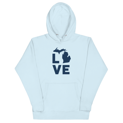 Michigan 'Love' Unisex Premium Hoodie (Geometric Sans Font w/MI Outline)