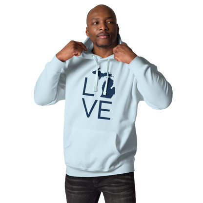 Michigan 'Love' Unisex Premium Hoodie (Thin Sans Font w/MI Outline)