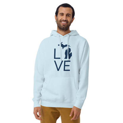 Michigan 'Love' Unisex Premium Hoodie (Thin Sans Font w/MI Outline)