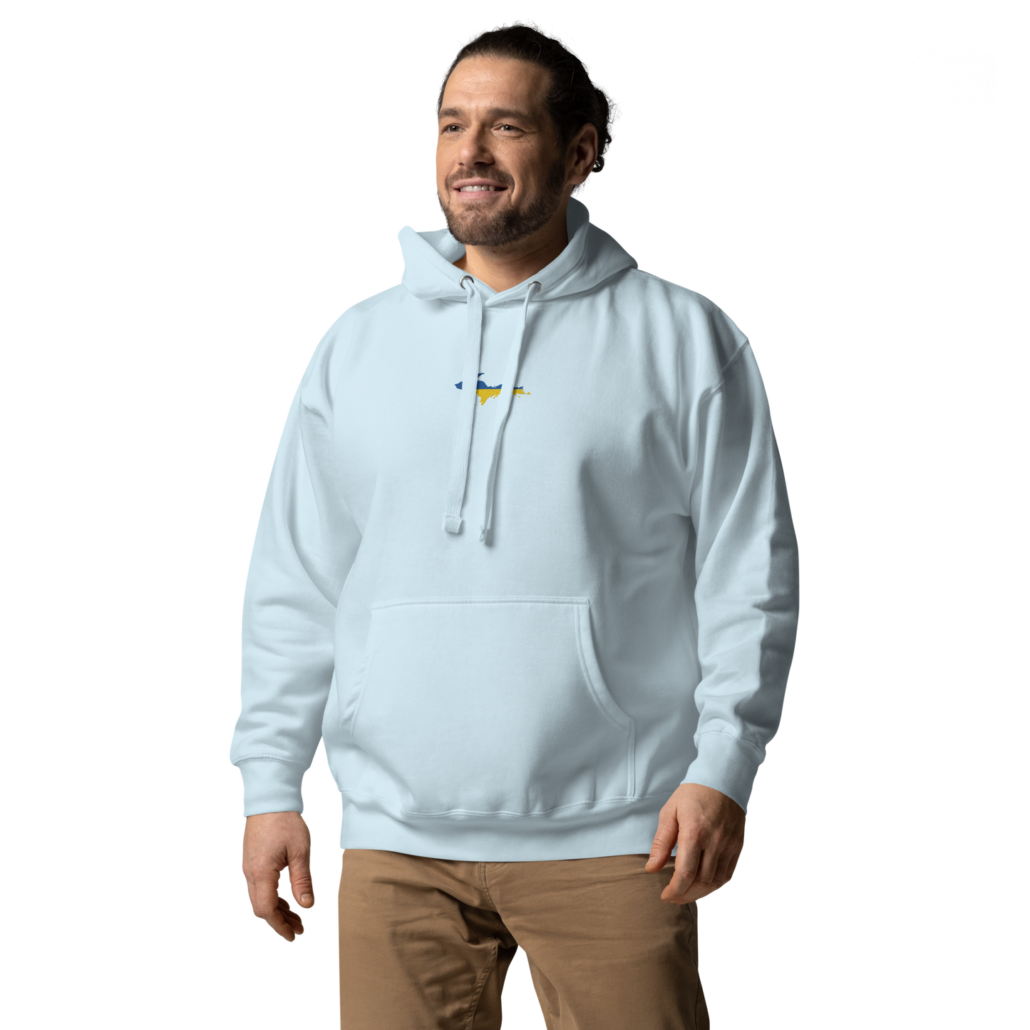 Michigan Upper Peninsula Hoodie (w/ Embroidered Ukraine Flag Outline) | Unisex Premium