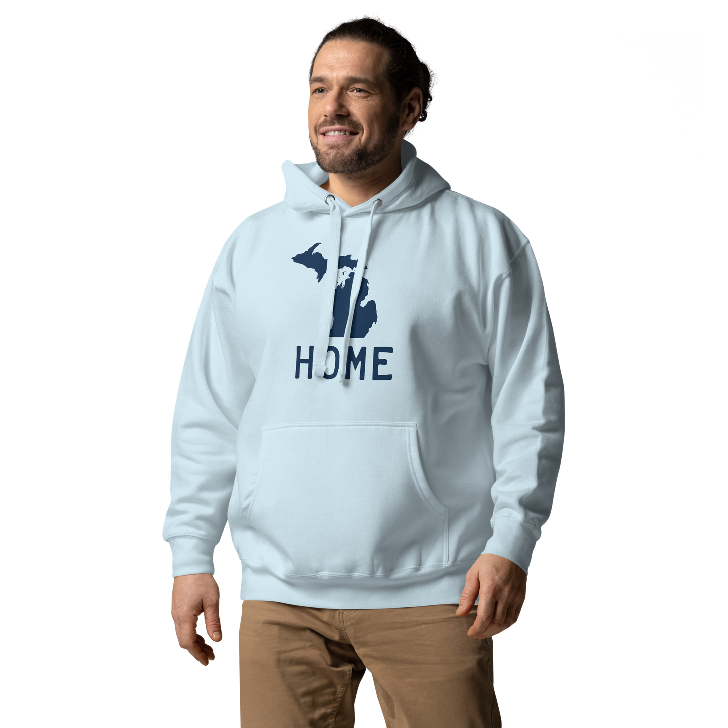 Michigan 'Home' Unisex Premium Hoodie (Licence Plate Font w/ MI Outline)