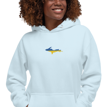 Michigan Upper Peninsula Hoodie (w/ Embroidered Ukraine Flag Outline) | Unisex Premium