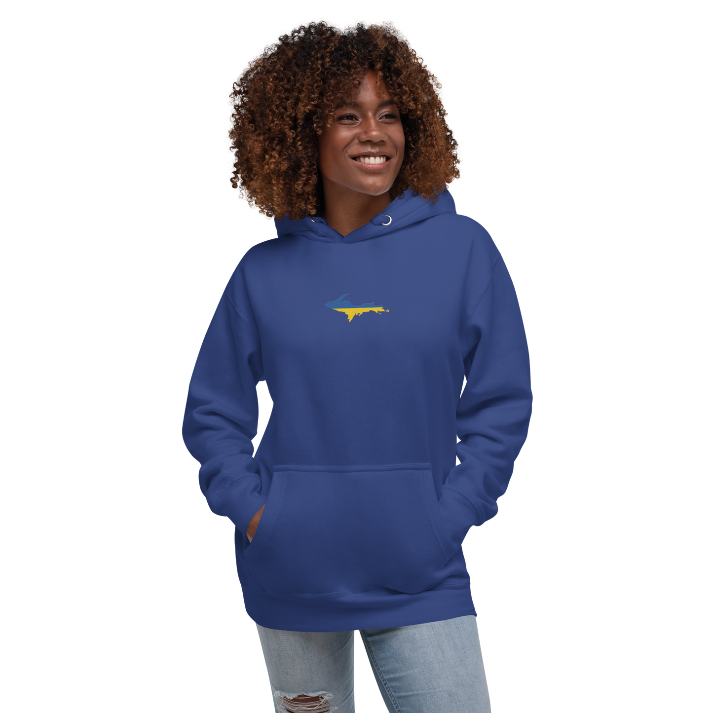 Michigan Upper Peninsula Hoodie (w/ Embroidered Ukraine Flag Outline) | Unisex Premium