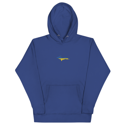 Michigan Upper Peninsula Hoodie (w/ Embroidered Ukraine Flag Outline) | Unisex Premium