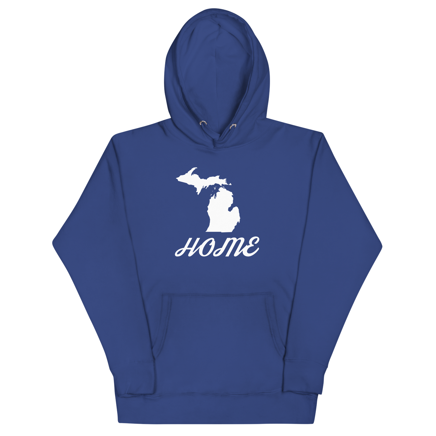 Michigan 'Home' Unisex Premium Hoodie (Script Font w/ MI Outline)