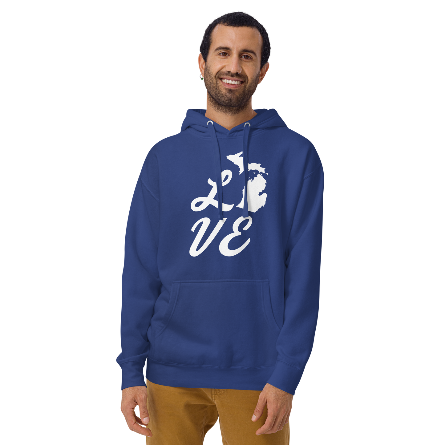 Michigan 'Love' Unisex Premium Hoodie (Script Font w/MI Outline)