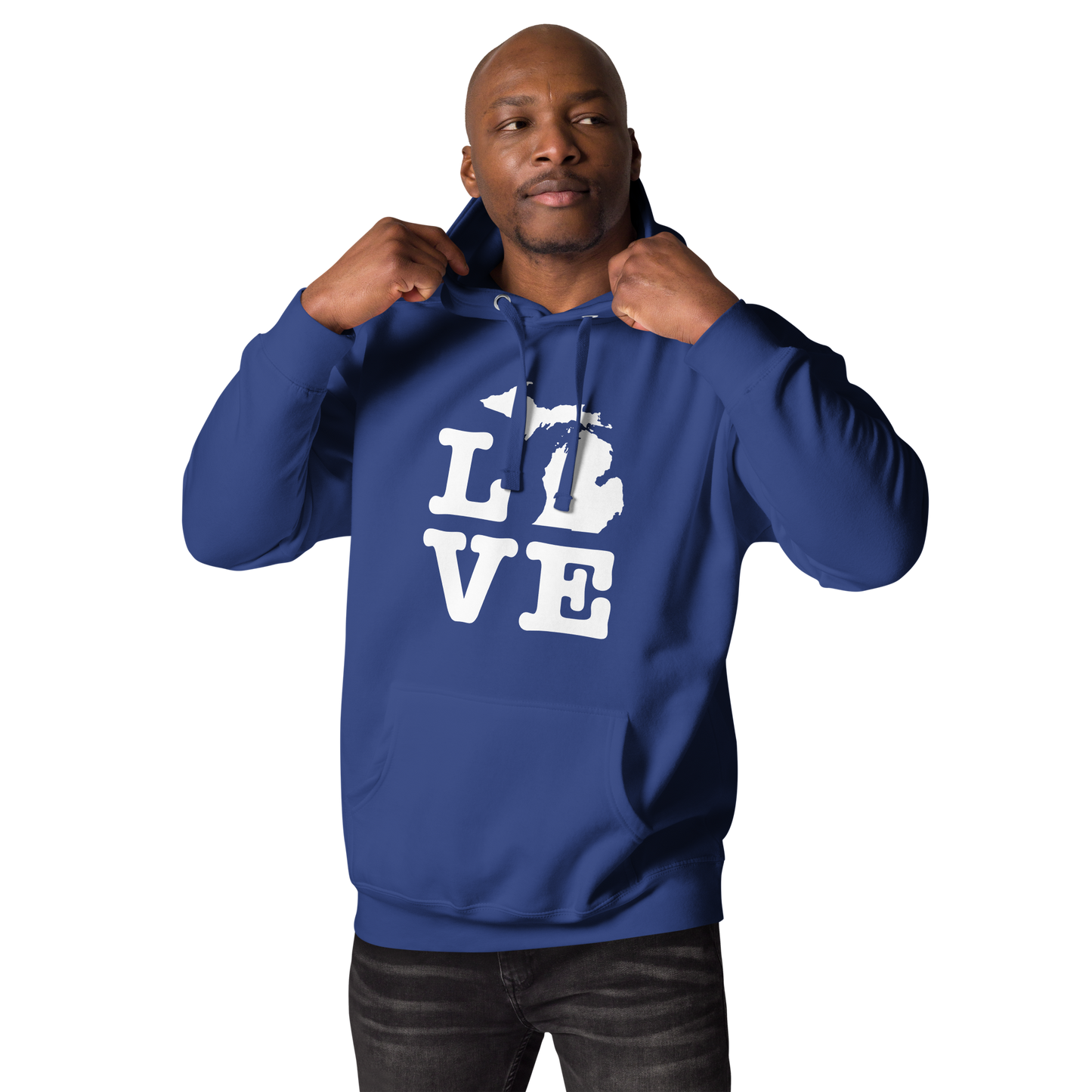 Michigan 'Love' Unisex Premium Hoodie (Typewriter Font w/MI Outline)