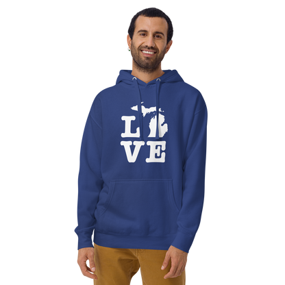 Michigan 'Love' Unisex Premium Hoodie (Typewriter Font w/MI Outline)