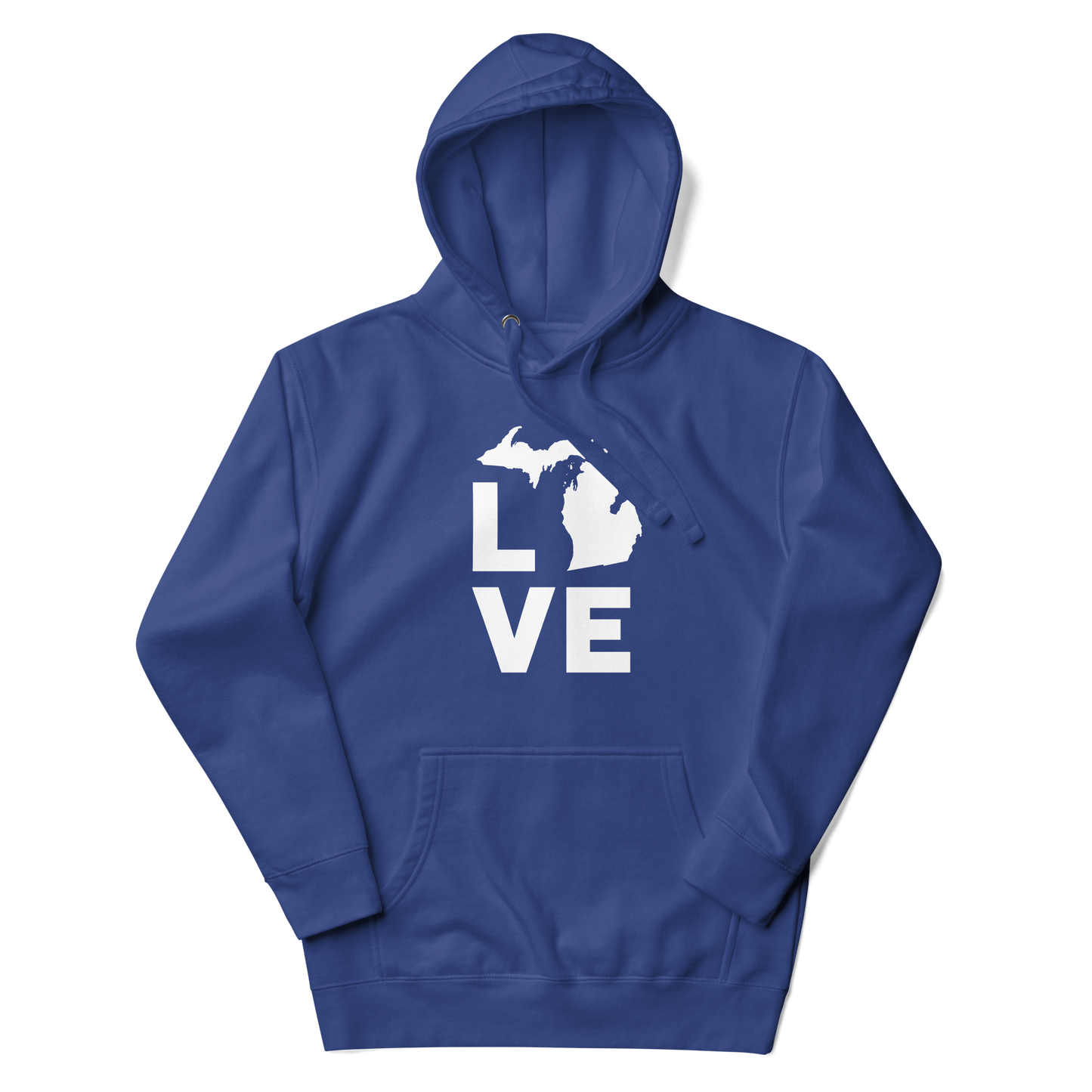 Michigan 'Love' Unisex Premium Hoodie (Geometric Sans Font w/MI Outline)