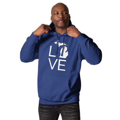 Michigan 'Love' Unisex Premium Hoodie (Thin Sans Font w/MI Outline)